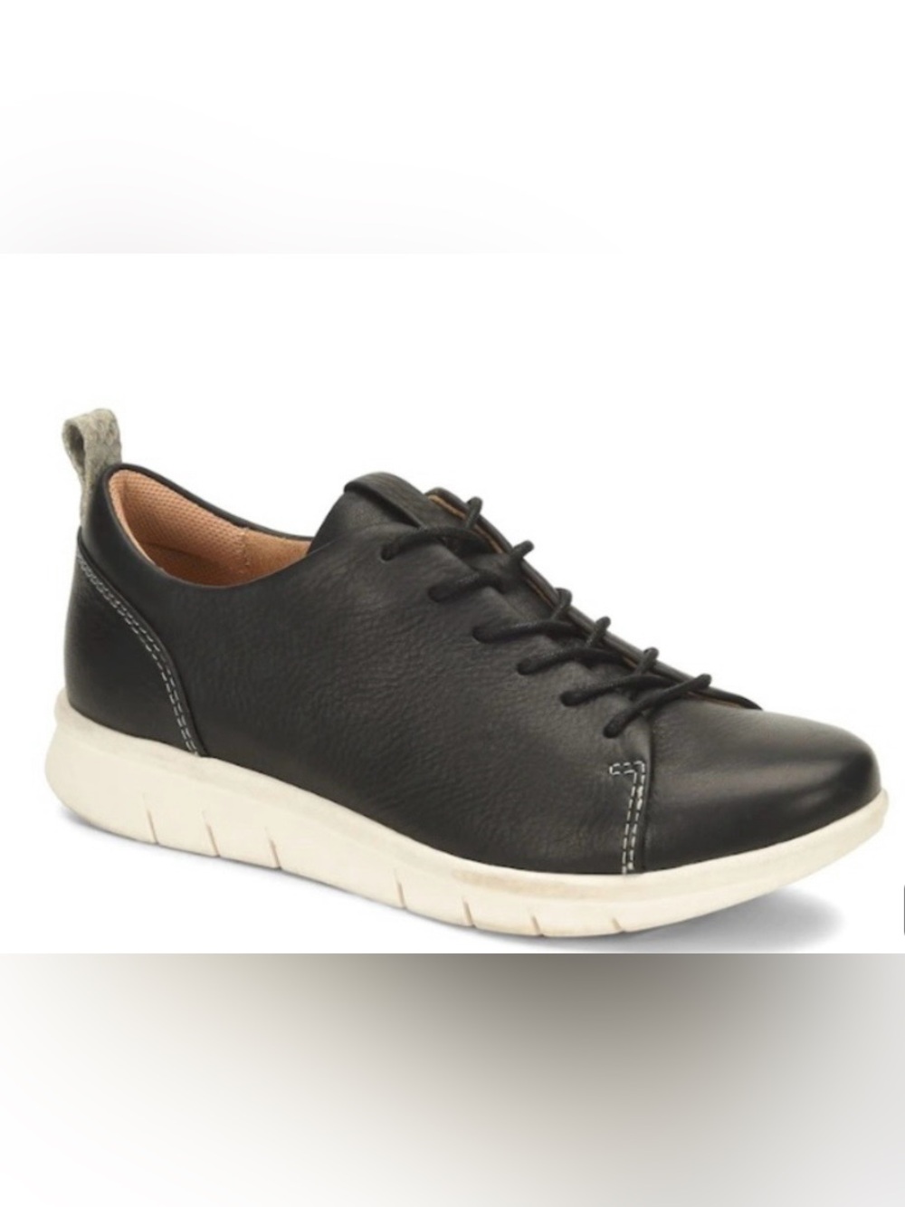 Comfortiva Cayson Black Leather Lace-Up Sneaker with White Sole